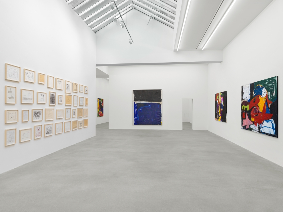 Installation view of Joe Bradley painting and drawing exhibition